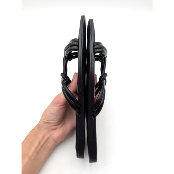 Azalea Wang Stetson Tubular Straps Knot Flat Sandals Women's Black US7 EU37.5 - Picture 6 of 11